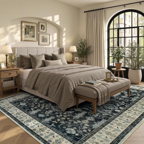 9x12 Area Rug for Living Room, Non-Slip Washable Large Carpet, Black Brown - Image 2