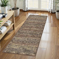 Washable Area Rug 2'6'' x 8' Vintage Traditional Persian Mat - Foldable Distressed Non-Slip Machine Washable Carpet for Living Room Bedroom Kitchen Home Decor - Umber and Slate by Unknown