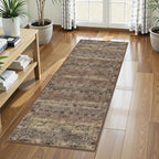 Washable Area Rug 2'6'' x 8' Vintage Traditional Persian Mat - Foldable Distressed Non-Slip Machine Washable Carpet for Living Room Bedroom Kitchen Home Decor - Umber and Slate by Unknown