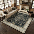 RELEANY Washable Area Rug, Square 8'x8', Black/Vintage/Beige by RELEANY