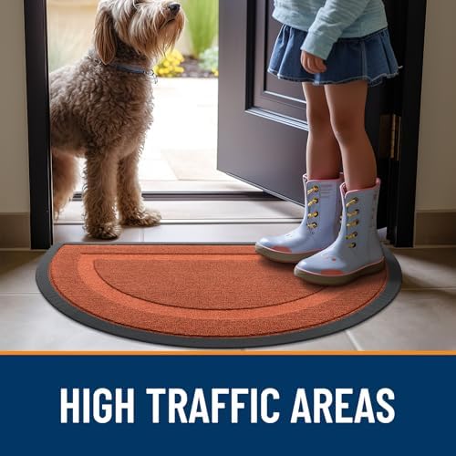 OLANLY Half Circle Front Door Mat Outside 35x23 All-Season Rubber Doormat - Image 6
