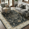RELEANY Washable Area Rug, 5'x8', Black/Vintage/Beige by RELEANY
