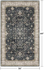 Large 3x5 Entryway Rug Indoor - Washable Non-Slip Low Pile Ultra Soft Area Rug for Large Kitchen, Bedroom Bedside, Mudroom - Distressed Boho Modern Aesthetic Geometric Decor, Ashen/Multi - Image 2