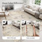 6x9 Area Rug Living Room: Modern Washable Soft Carpet Beige Brown - Image 5
