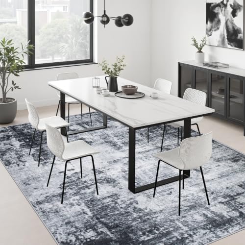 5x8 Area Rug Living Room: Modern Washable Soft Carpet Dark Black - Image 4