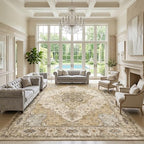 Amada Vintage Washable Area Rug,8'x10',Beige/Cream by AMADAHOMEFURNISHING