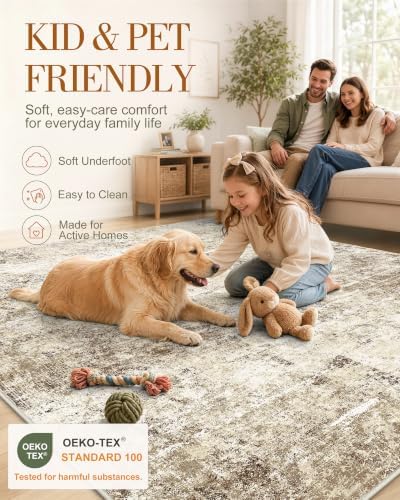OLANLY 7ft Round Washable Rug, Soft Non Slip Carpet for Bedroom Living Room - Image 5