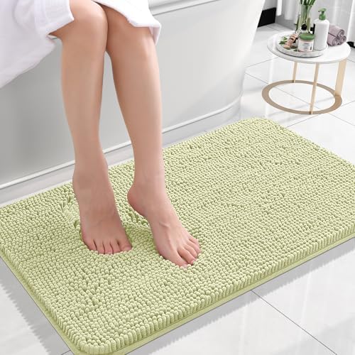 OLANLY Small Bathroom Rugs 24x16, Extra Soft Absorbent Chenille Bath Rugs, Rubber Backing Quick Dry, Machine Washable Bath Mats for Bathroom Floor, Tub and Shower, Home Decor Accessories, Vanilla by OLANLY