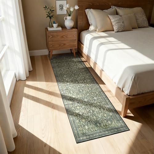 2'6"x12' Area Rugs for Hallways, Green Washable Non-Slip Kitchen Runner Rug - Image 5