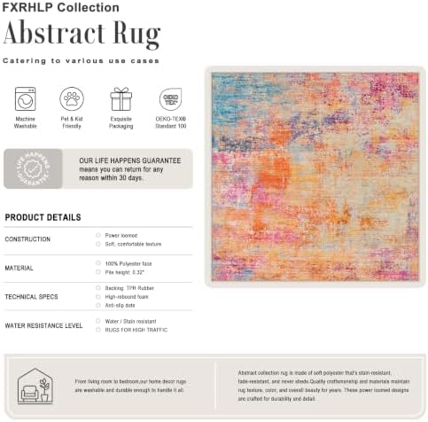 Area Rug Living Room: 5x5 Modern Washable Soft Carpet Galaxy Haze - Image 2