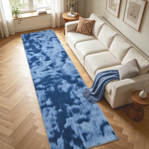 2x10 Tie-dye Dark Teal Runner Rug Washable Non-Slip for Kitchen Hallway - Image 4