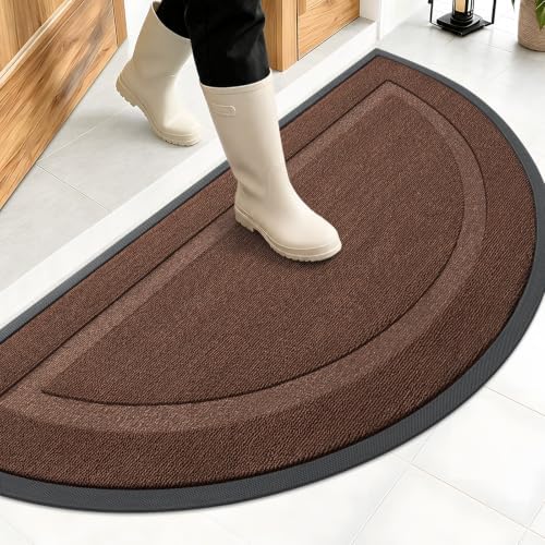 OLANLY Half Circle Front Door Mat Outside 47x23 All-Season Rubber Doormat by OLANLY