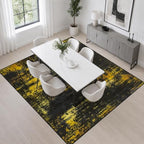 Area Rug Living Room: 5x5 Modern Washable Soft Carpet Black Gold - Image 4