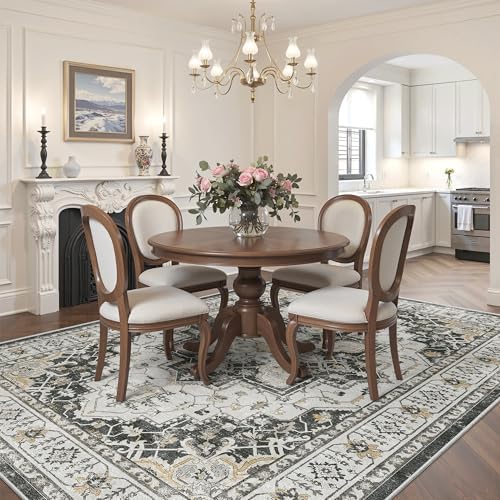 Madane 6x9 Area Rugs for Living Room, Soft Vintage Washable Rug, Black - Image 2