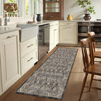 Washable Area Rug 2'6'' x 8' Vintage Traditional Persian Mat - Foldable Distressed Non-Slip Machine Washable Carpet for Living Room Bedroom Kitchen Home Decor - Ebony and Taupe - Image 4