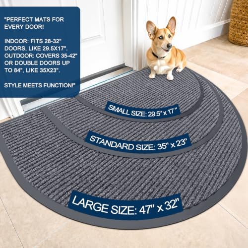 OLANLY Half Circle Front Door Mat 47x34, Waterproof Heavy-Duty Doormat - Image 2