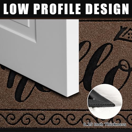 Yimobra Welcome Mats for Front Door 36x24, Heavy Duty Waterproof Outdoor Door Mat Outside Entrance, Non-Slip Low Profile Indoor Entryway Mat for Garage Patio, Coffee - Image 4