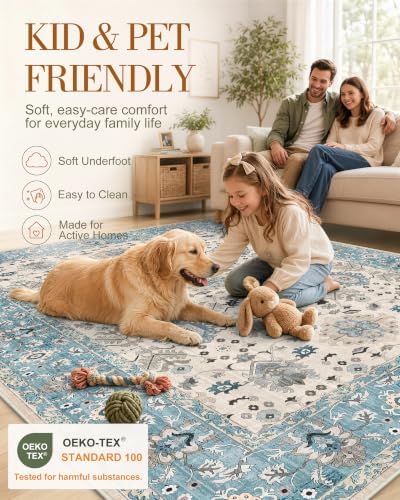 OLANLY 5x7 Washable Area Rug, Soft Non Slip Carpet for Bedroom Living Room - Image 5
