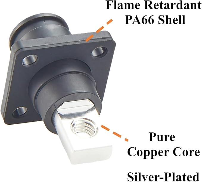 1 Set Battery Energy Storage Connector 100A 16mm² High Current HV Connectors Quick Plug Terminal Right Angle Plug and Socket IP67 Waterproof Power Adapter (Black, 100A)