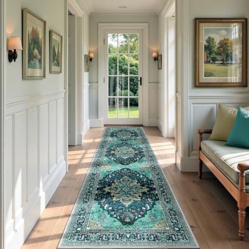 RELEANY Washable Area Rug, Runner 3'x9', Teal - Image 2