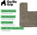 GORILLA GRIP Chenille Bath Rug Mat for Square Toilet Base, 24x19 Latte - Image 3