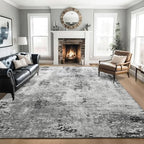Living Room Rug 7x10 Gray Area Rugs Machine Washable Abstract Boho Large Rug Non-Slip Non-Shedding Faux Wool Indoor Vintage Carpet for Bedroom, Classroom, Dining Room, Kids Playroom - Image 4