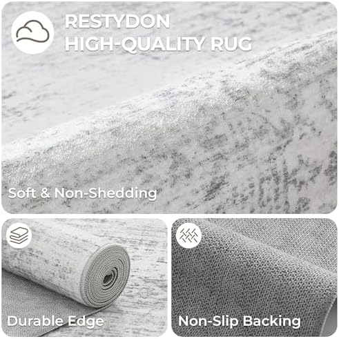 2x10 Runner Rug Non Slip,Washable Hallway Runner Rug,Grey - Image 7