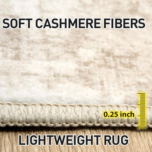 8x10 Area Rugs for Living Room: Washable Abstract Beige Grey Bedroom Carpet - Image 6