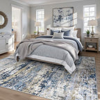 pmtsns Area Rugs 5x7 for Living Room: Washable Rug Modern Abstract Neutral Soft Non-Slip Low-Pile Indoor Carpet for Bedroom Dining Room Playroom Home Office (Blue Grey Brown, 5'x7') - Image 2