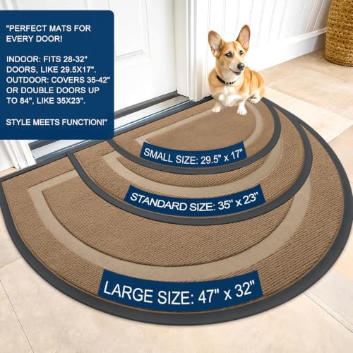OLANLY Half Circle Front Door Mat Outside 47x23 All-Season Rubber Doormat - Image 2