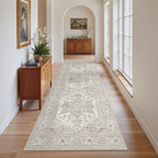 Madane Kitchen Runner 2'6''x8' Soft Rug Runners for Hallways, Beige/Brown - Image 2