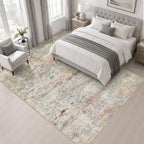 Area Rug Living Room: 4x4 Modern Washable Indoor Soft Carpet Taupe - Image 3