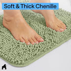 GORILLA GRIP Bath Rug Mat for Bathroom, Absorbent Chenille 60x17 Sage Green - Image 4