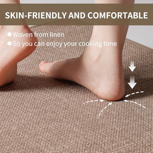 YDKGL Long Kitchen Runner Rugs Kitchen Mat Non Slip Washable Brown 17"x71" - Image 6