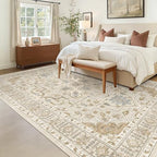 Madane 5x7 Area Rugs for Living Room, Non-Slip Washable Rug, Beige/Blue - Image 2