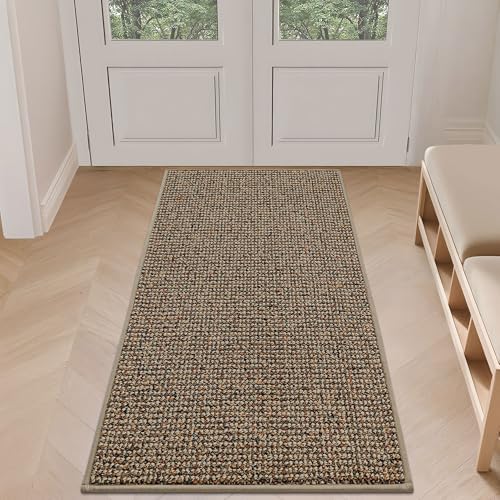 BEQHAUSE Dirt Trapper Door Mat 24" x 60", Non-Slip Washable Doormats, Beige by BEQHAUSE