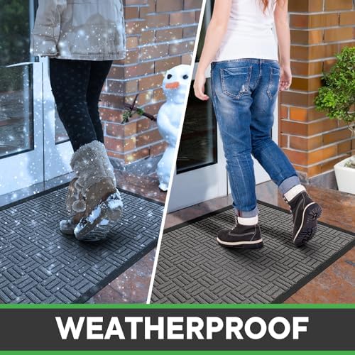 Mibao Front Door Mat Outdoor Entrance, 47" x 24" Heavy Duty Welcome Mat for Outdoor and Indoor, Waterproof Dirt Trapper Doormat, Super Absorbent Indoor Entryway Mat for Patio & Porch - Light Gray - Image 5