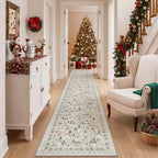 2x10 Christmas Runner Rug for Hallway,Washable Kitchen Rugs,Grey - Image 3