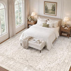 SameBed 9x12 Area Rug Living Room, Vintage Washable Carpet Neutral Beige - Image 3