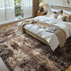 Ompaa Living Room Rug 6x9 Brown Area Rug Machine Washable Boho Coffee Rug Non Slip Abstract Vintage Indoor Large Rugs for Bedroom, Classroom, College Dorm, Farmhouse, Dining Room, Kids Playroom - Image 2