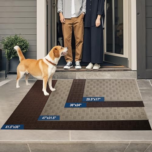 Mibao Front Door Mat Outside Entrance, 36" x 24", Heavy Duty Welcome Mat, Stain and Fade Resistant, Dirt Trapper Doormat, Super Absorbent Indoor Outdoor Entryway Mat with Non-Slip Backing, Coffee - Image 7