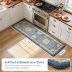 Collive Kitchen Mats for Floor Blue Boho Kitchen Runner Rugs, 24''x71'' - Image 2