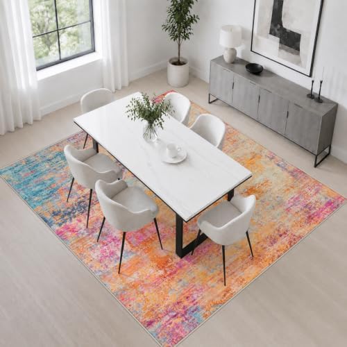 Area Rug Living Room: 8x8 Modern Washable Soft Carpet Galaxy Haze - Image 4