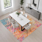 Area Rug Living Room: 5x5 Modern Washable Soft Carpet Galaxy Haze - Image 4