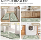 Boho Kitchen Mats for Floor 2PC Anti Fatigue Kitchen Rugs, Spring Green - Image 6
