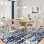 8x10 Area Rug for Living Room, Abstract Washable Large Rugs, Dark Blue - Image 3