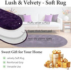 2.6x5.3 Grape Purple Fluffy Soft Oval Rug Non-Slip for Bedroom Dorm Hallway - Image 6