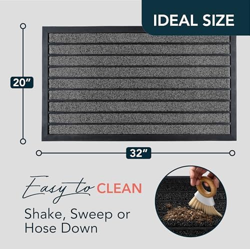 ubdyo Extra Durable Door Mat Outside Entrance (32" x 20", Bright Grey) - Image 2