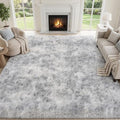 PLHXFR 6x9 Area Rugs Living Room: Fluffy Bedroom Shag Rug Light Grey by PLHXFRSoftAreaRugs