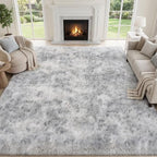 PLHXFR 6x9 Area Rugs Living Room: Fluffy Bedroom Shag Rug Light Grey by PLHXFRSoftAreaRugs